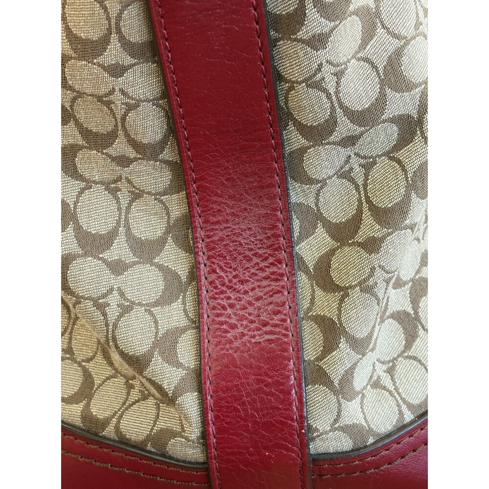 COACH LEGACY Red/Khaki Jacquard Signature Stripe Molly Two way Satchel 21154 - Picture 6 of 16